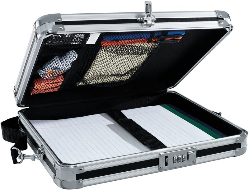 Vaultz Locking Clipboard with Storage - Heavy Duty Metal Clip Board Box Holds 8.5"" x 11"" Letter-Size Paper or Tablet Device - Combination Lock  Black - Image 1